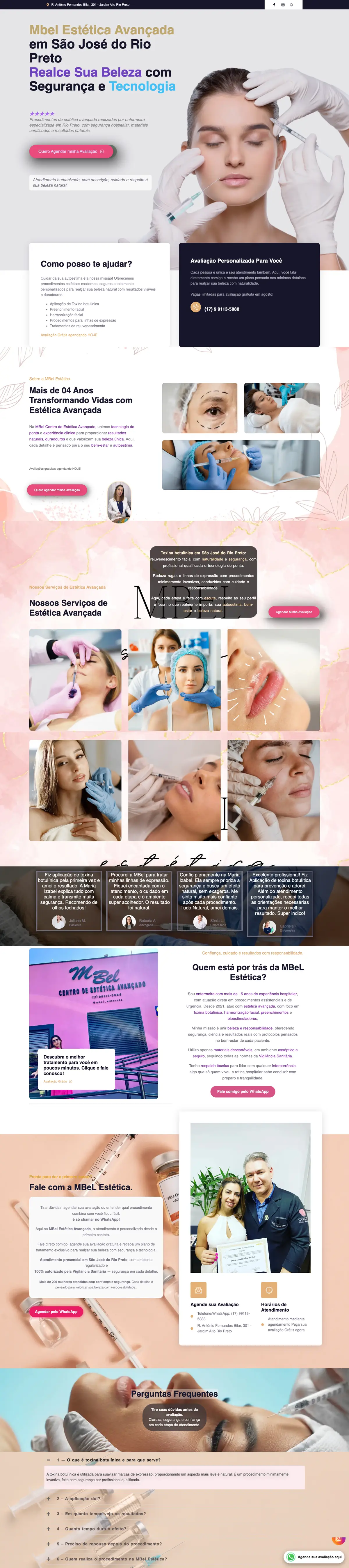 Captura completa do site MBel Estética Rio Preto